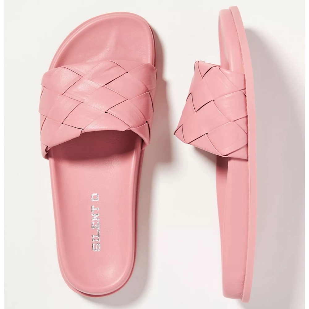Anthropologie Silent D Woven Pink Braided Slide Sandals NWT Size 9